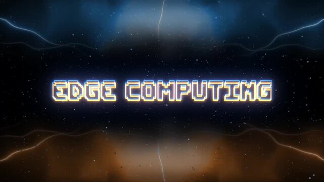 Edge Computing Neon text with retro style background