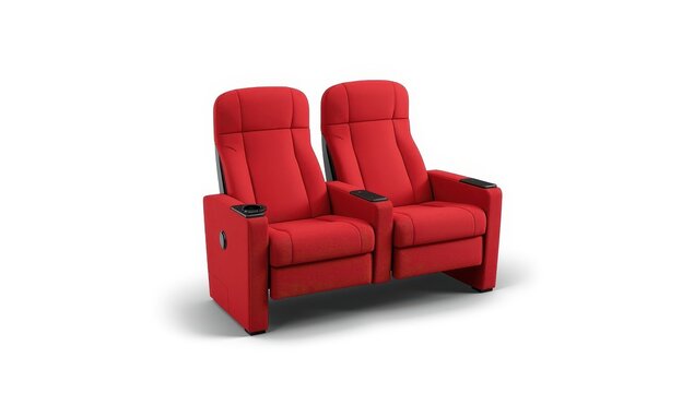 single cinema chair on white backdrop