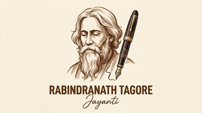 Vector illustration of Happy Rabindranath Tagore Jayanti social media story feed set mockup template flyer poster, banner. vector illustration
