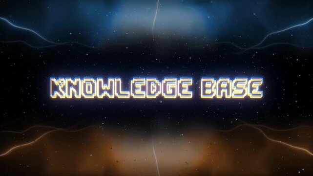 Knowledge Base Neon text with retro style background