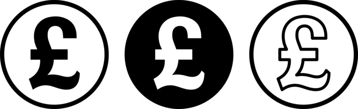 Variations of the pound sterling symbol in circular designs