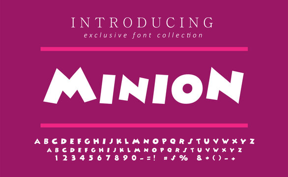 MINION vector font features elegant styling with refined letter structure designed for poster titles. High resolution scalable typography ideal for creative projects requiring distinct visual identity