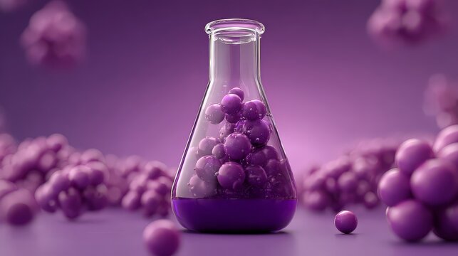 Colorful chemistry in a scientific flask. natural biotech innovation, organic wellness, environmental health