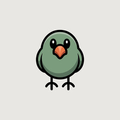 Obraz premium Green Cartoon Bird Standing on White Background