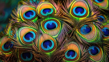 Obraz premium Peacock feather details closeup