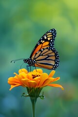 Naklejka premium Close Up of Butterfly Wings on Orange Flower Nature Photography high resolution photo