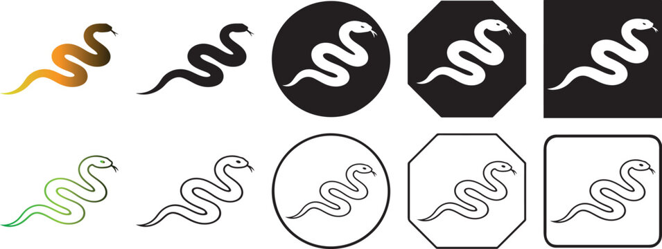 Snake icon set isolated vector collection.