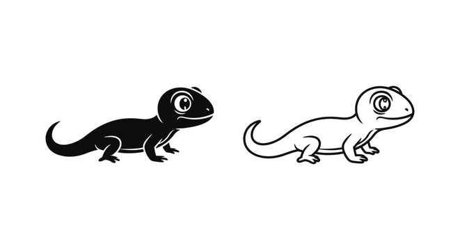 Cute Cartoon Gecko Lizard Illustrations Vector
