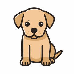 Fototapeta premium A cute cartoon puppy sitting down looking directly at the viewer