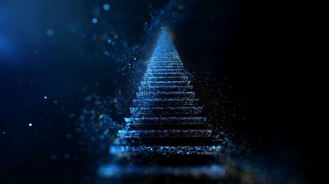 A luminous staircase ascending into an ethereal cosmos, representing advancement