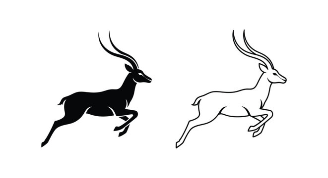 Antelope Silhouette Designs: Running Grace Vector
