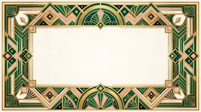 Neo Art Deco Geometric Frame Border 1920s Glamour