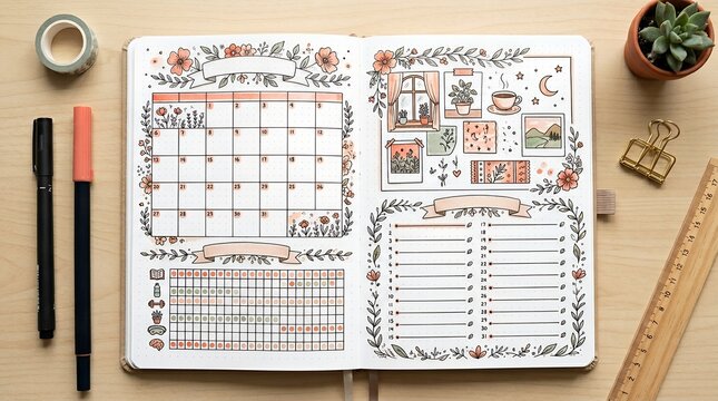 Bullet Journal Layout Planner BUJO Stationery