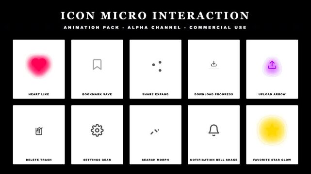 Animated Icons Pack: Micro Interactions for UI Design, Alpha Channel