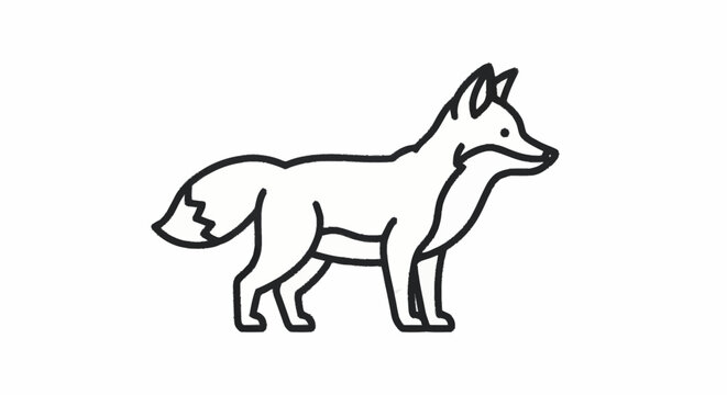 Black line drawing of a fox.