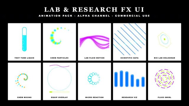 Lab Research FX UI Animation Pack - Science Technology Motion Graphics