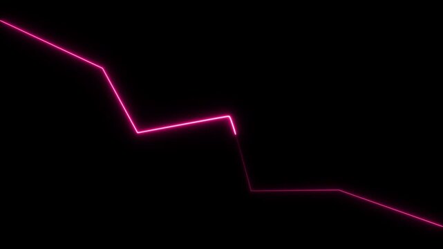 Pink Neon Line Graph Descending on Black Background