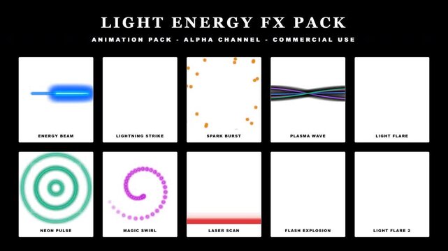 Abstract Light Energy Effects Pack Animation