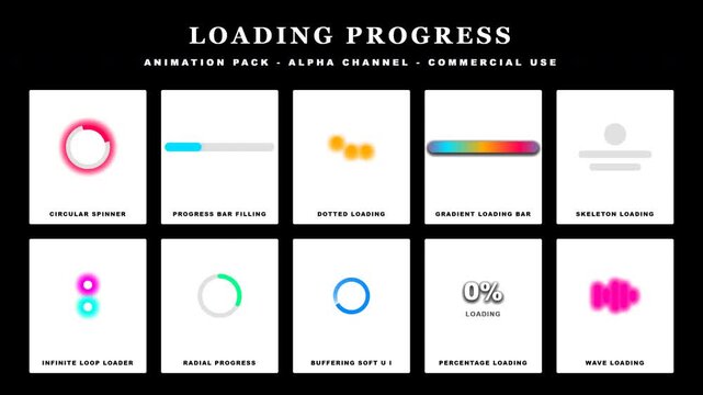 Animated Loading Progress UI Elements Pack
