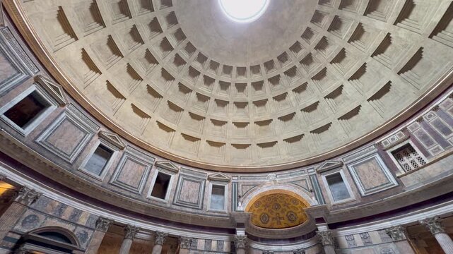 Beautiful panoramic interior of the Pantheon, Rome, Italy