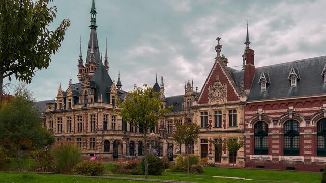 Distillery in the Gothic Renaissance Benedictine Palace, Fecamp, Normandy region, France, October 15, 2025. High quality 4k footage