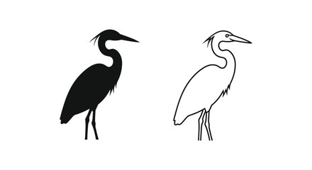 Fototapeta premium Black and White Heron Silhouette Designs Vector