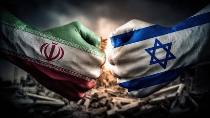 Fototapeta premium Two Fists Clashing Representing Geopolitical Conflict and Tension between Nations