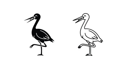 Fototapeta premium Black & White Wading Birds: Ibis vs Spoonbill Guide Vector