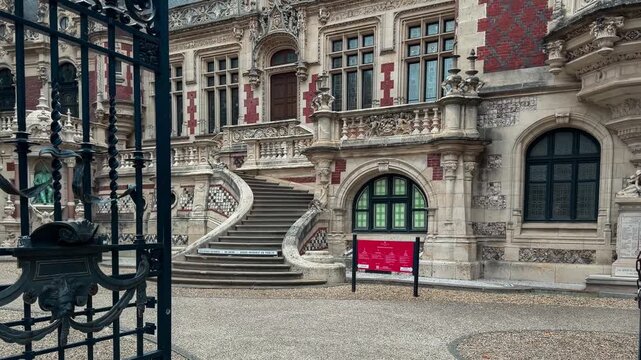 Distillery in the Gothic Renaissance Benedictine Palace, Fecamp, Normandy region, France, October 15, 2025. High quality 4k footage