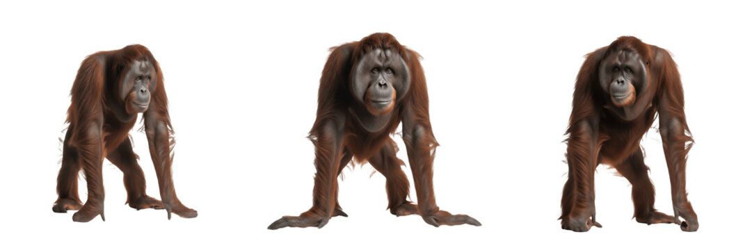 Bornean Orangutan Pongo pygmaeus in rainforest canopy landscape wildlife photography primate wild animal portrait great ape species nature wilderness photography red ape Asian wildlife