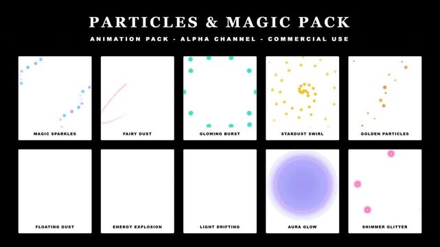 Magic Particles & Sparkles Animation Pack - Alpha Channel