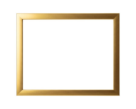 Simple square golden picture frame mockup featuring clean brushed metallic texture and ample white copy space&nbsp;&nbsp;