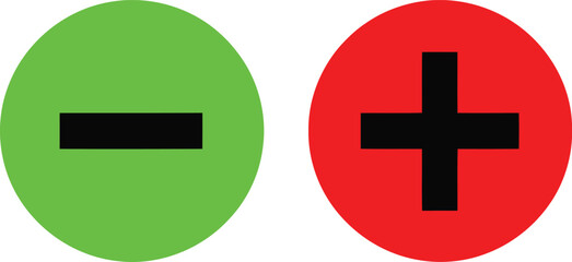 Obraz premium Contrast of positive and negative symbols on colored circular backgrounds Vector