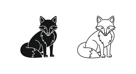 Fototapeta premium Fox Illustration Vector Art: Black & White Fox Designs Vector