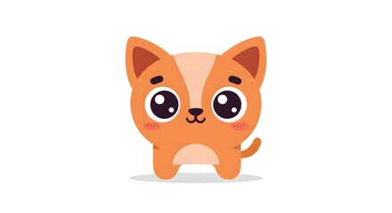 Fototapeta premium An adorable cartoon style kitten, with cute eyes and orange color