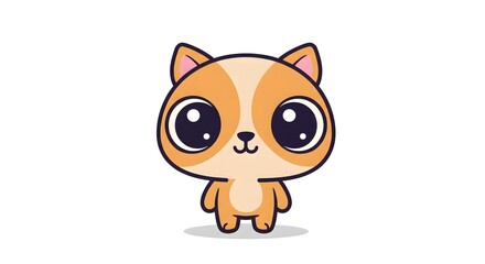 Obraz premium An adorable cartoon kitten with large, expressive eyes