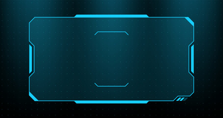 Blue hud display frame with digital interface elements. Futuristic screen with data grid backdrop for sci-fi user experience. Cyberpunk overlay concept for software application design. © marruu