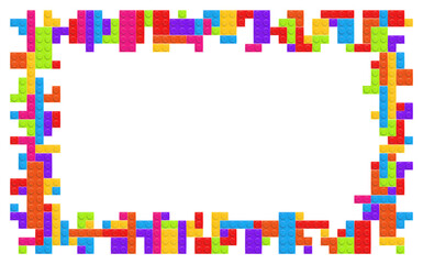 Realistic multicolor plastik constructor frame isolated on transparent background. Play and build concept. Vector PNG © boxerx