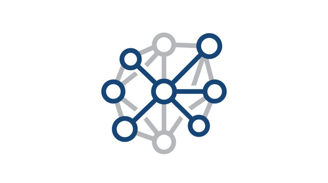 Connected Dots Stroke Line Icon for Network and Interdependent Systems. transparent.