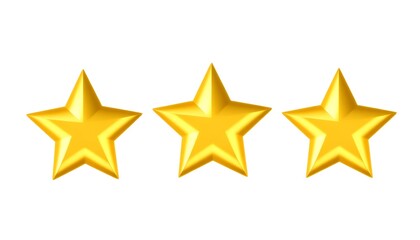Obraz premium Three Gold Stars Rating Symbol Isolated on White Background
