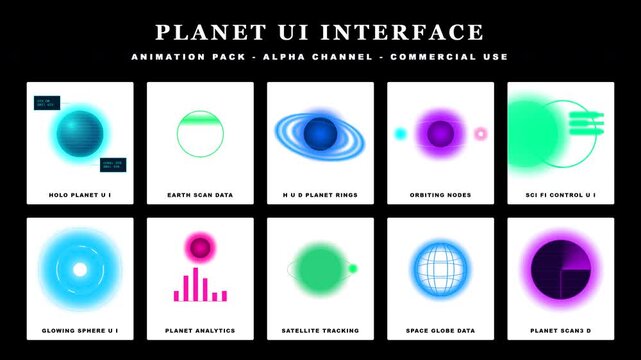 Abstract Planet UI Interface Animations - Futuristic Sci-Fi Display
