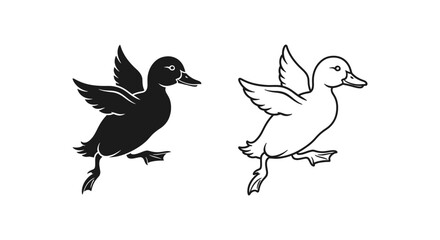 Fototapeta premium Ducks Illustration: Male and Female Silhouette Art Vector