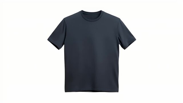 Basic short sleeve crew neck t shirt mockup presented flat against a pure white background for apparel design visualization projects.