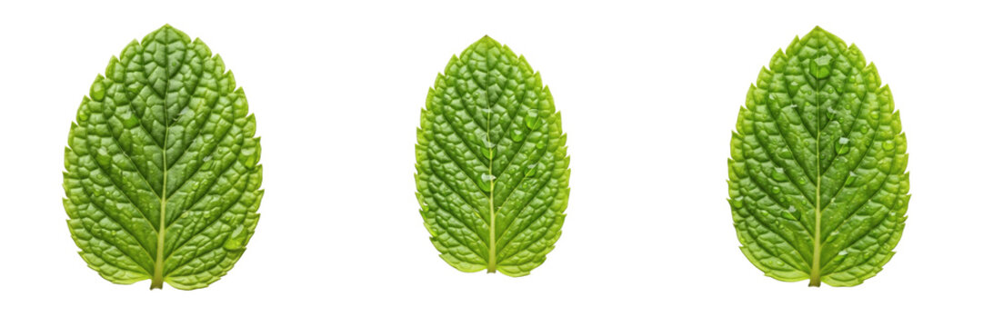 Peppermint Leaf Isolated on White Background - Mentha Piperita - Cooling Herb Foliage, Menthe poivr&eacute;e, Menta piperita, Botanical Graphic for Tea Design, High Quality Cutout.