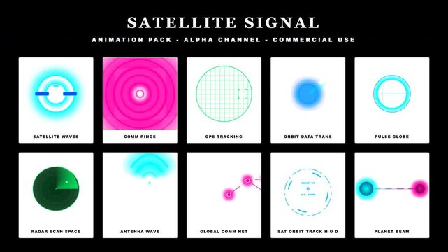 Satellite Signal Animation Pack - Futuristic Sci-Fi Tech Graphics