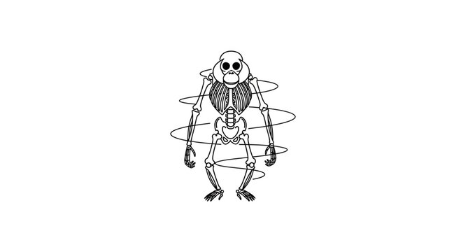 Cartoon Skeleton Dancing with Swirling Lines