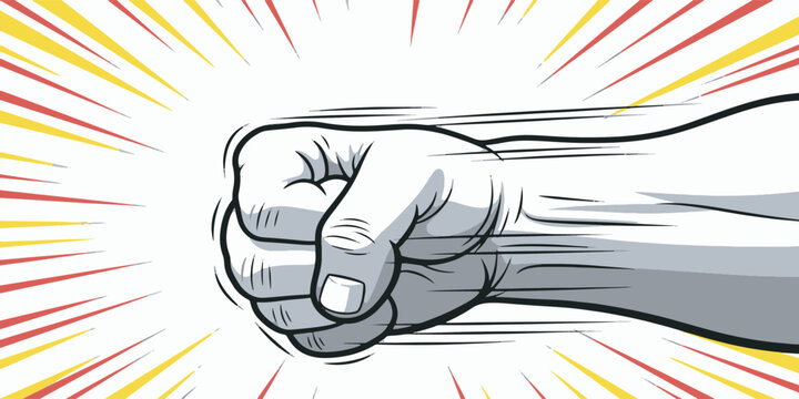 Clenched Fist Raised in Anger.