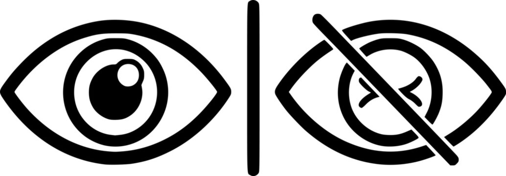 View icon. Open and closed eye symbols for showing or hiding content vector illustration. Privacy and visibility control in user interface symbol. Access management sign. Information toggle pictogram
