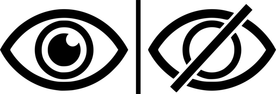View icon. Open and closed eye symbols for showing or hiding content vector illustration. Privacy and visibility control in user interface symbol. Access management sign. Information toggle pictogram