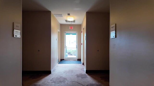 Walking Through a Hotel Corridor in North Carolina